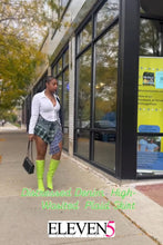 Load image into Gallery viewer, Distressed Denim High-Waisted Plaid skirt