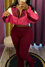 Load image into Gallery viewer, Color Block Workout Leggins Set W Cropped Jacket
