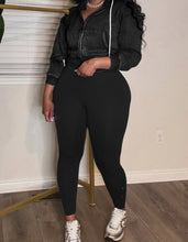 Load image into Gallery viewer, Washed Zip-Up Hoodie &amp; High-Waist Yoga Legging Set
