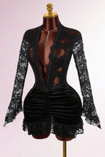 Load image into Gallery viewer, Black lace mini dress

