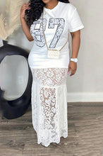 Load image into Gallery viewer, The style plug lace Trim T-Shirt dress
