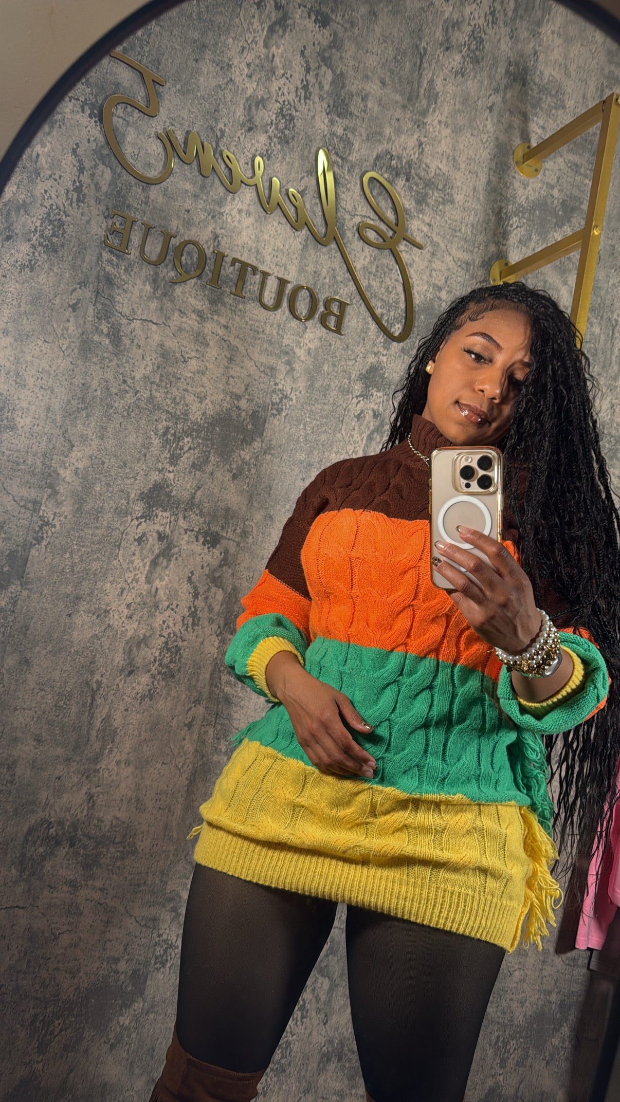 Winter Bae Fringe trim Sweater Dress for women