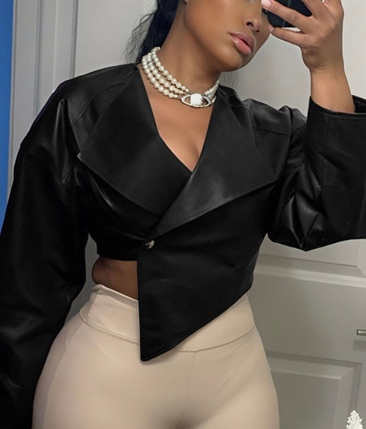 Asymmetric Vegan Leather Jacket