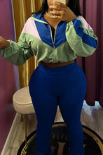 Load image into Gallery viewer, Color Block Workout Leggins Set W Cropped Jacket
