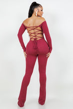 Load image into Gallery viewer, Lace up luxe Ribbed Jumpsuit
