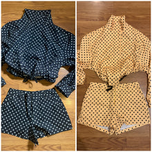 Load image into Gallery viewer, Right On Trend Polka Dot Jacket Shorts Set
